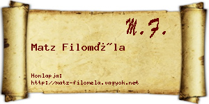 Matz Filoméla névjegykártya